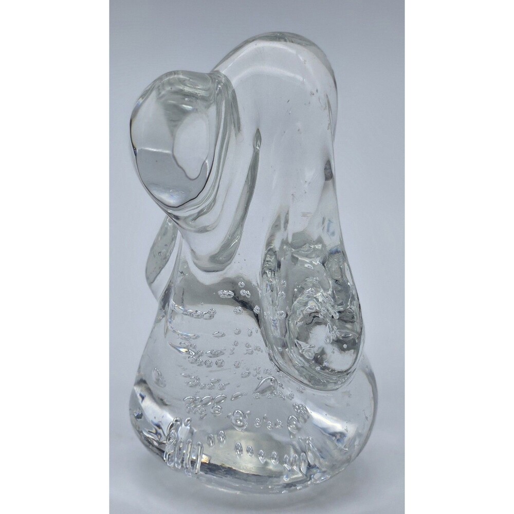 Leonard Towle Glass Hound‎ Dog Paperweight Controlled Bubble Art Glass Vintage